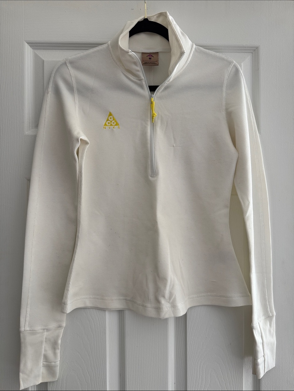 Nike ACG Women's Cream Half-Zip Turtleneck with Yellow Accents
